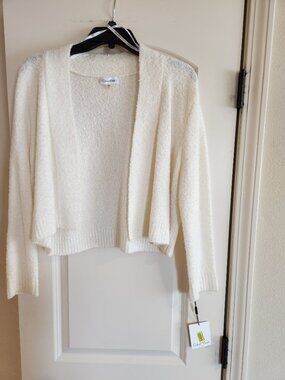 Cozy New Calvin Klein White Open-Front Sweater